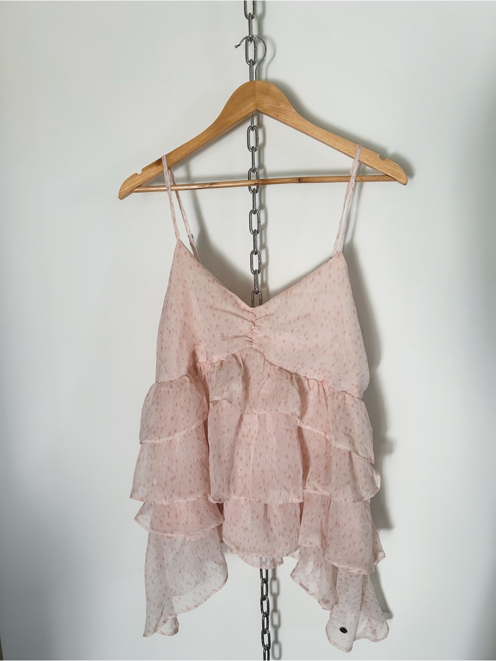 NWT Tommy Girl Baby Pink Ruffle Asymmetrical Fairy Tank Top